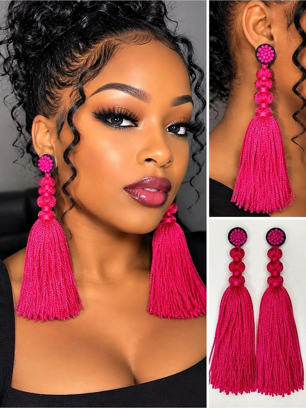 Pink Tassel Earrings Like New
